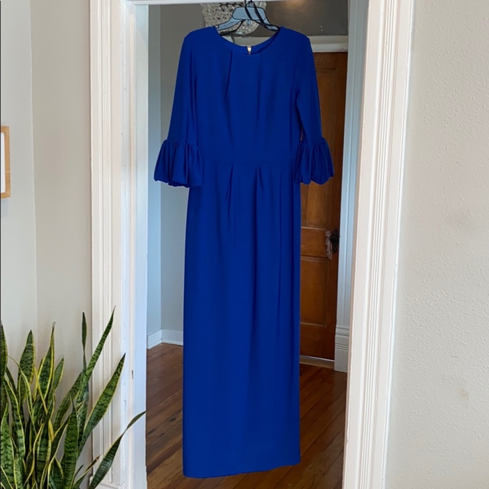 Betsy & Adam Royal Blue Gown with Bell Sleeves